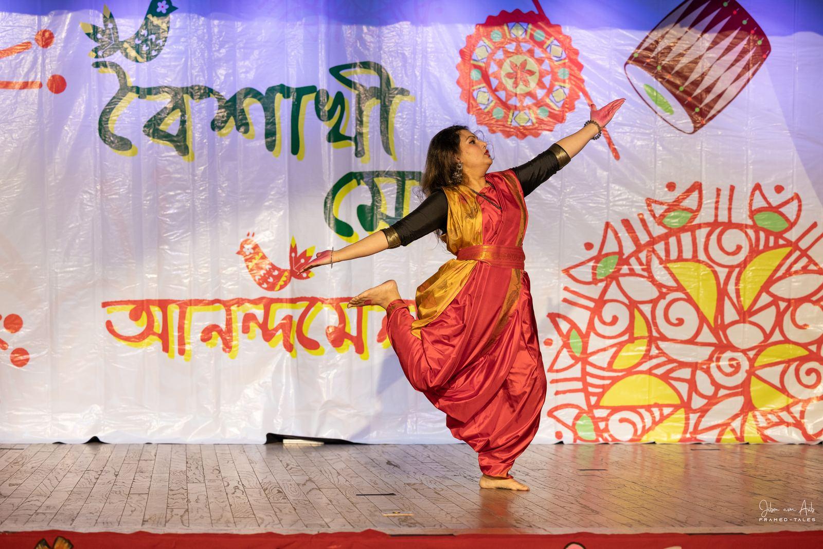 Same dancer, graceful arabesque