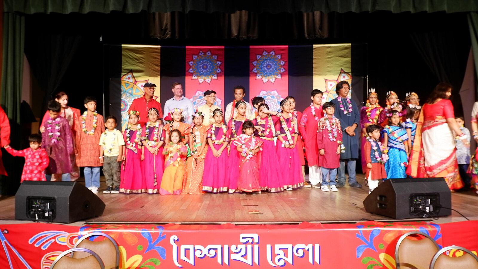 Kids in pink in the puppetry dance